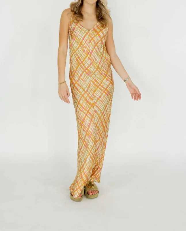 Printed Viscose Dress In Zafferano