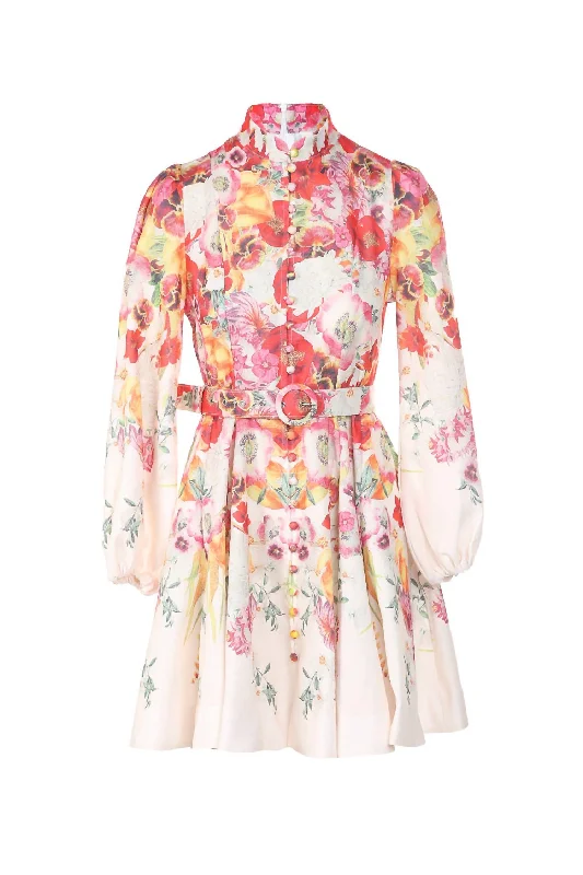 Women's Floral Fantasy Dress In Peach