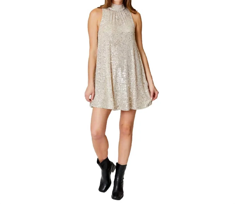 Sequin Mini Dress In Champagne