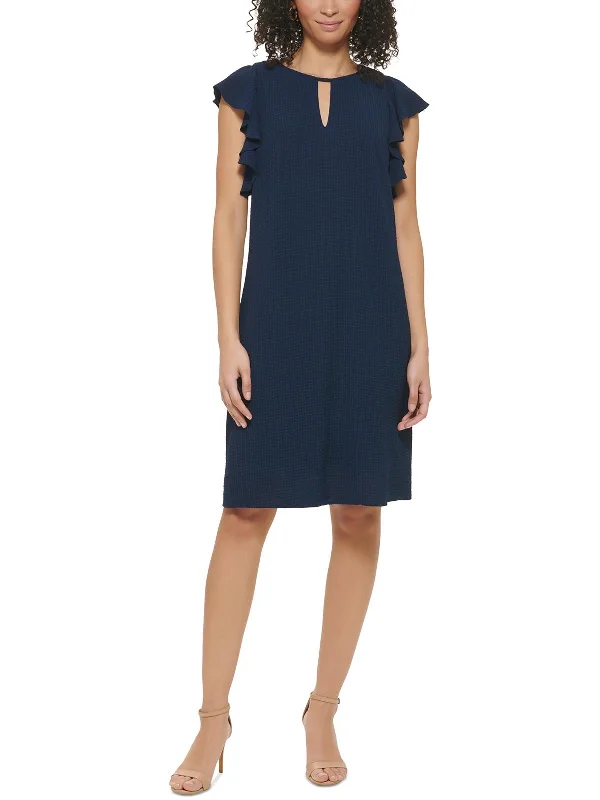 Petites Womens Daytime Mini Shift Dress