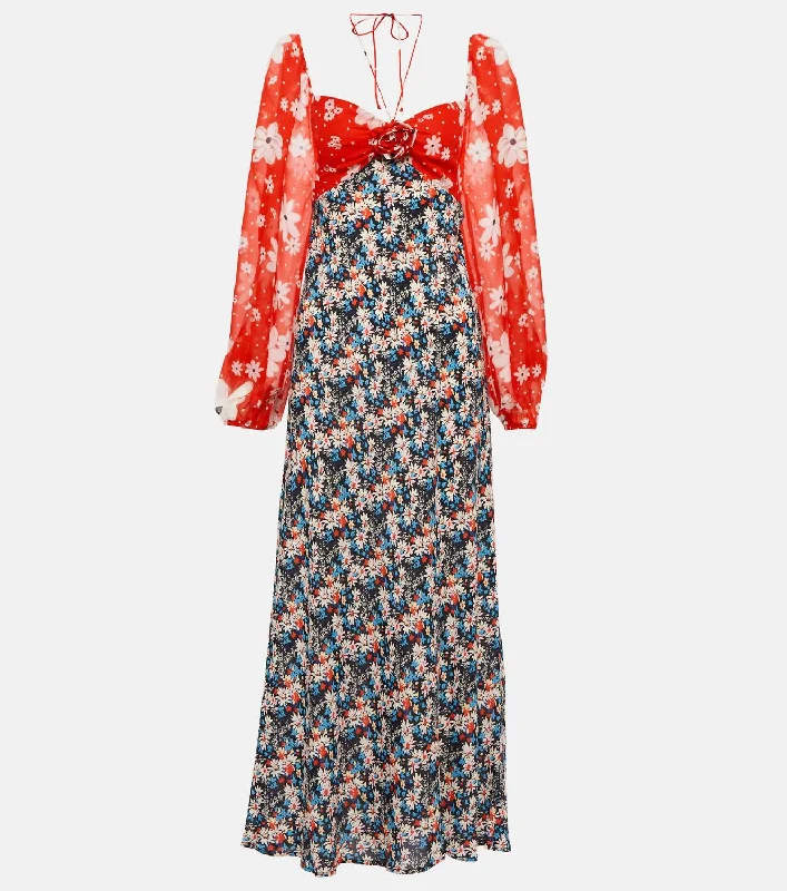 Jeanie Midi Dress In Daisy Parade Mix