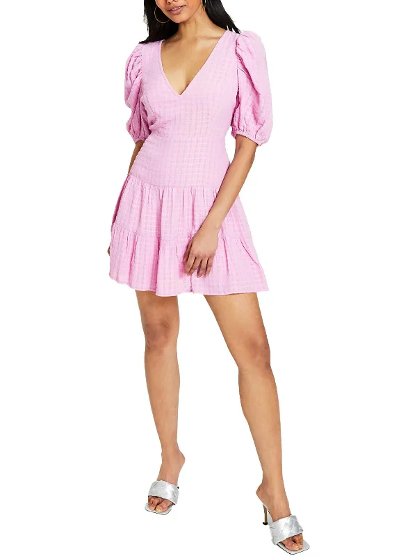 Birch Womens Gingham Knee-Length Mini Dress