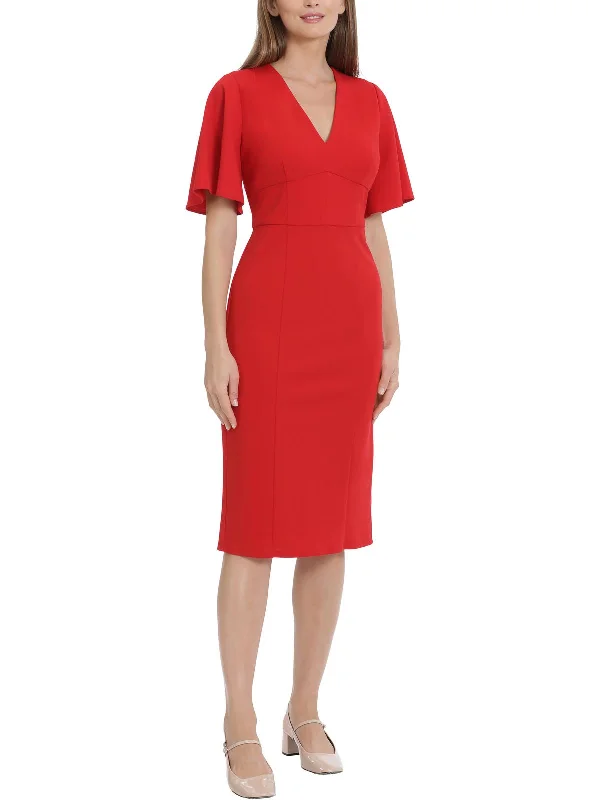 Womens Solid Crepe Wear To Work Dress