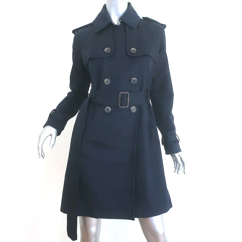 Club Monaco Trench Coat Navy Stretch Cotton Size Medium Belted Jacket