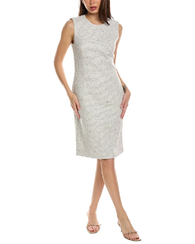 St. John Tweed Wool-Blend Sheath Dress