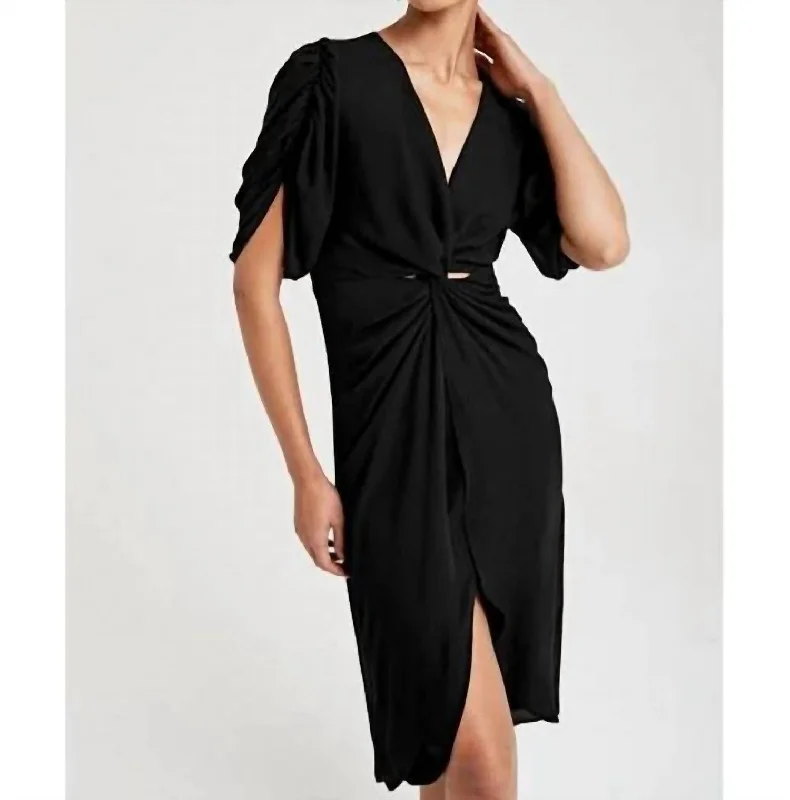 Twist Front Dress In Black