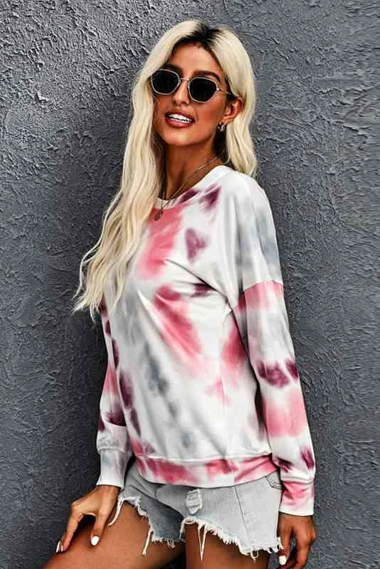 Drop Shoulder Tie Dye Ladies Sweatshirt