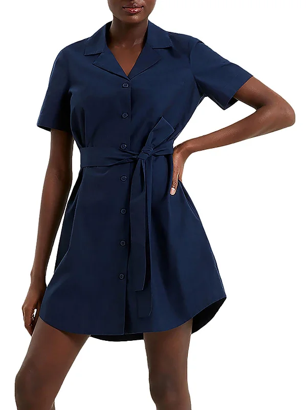 Alania Womens Collared Mini Shirtdress