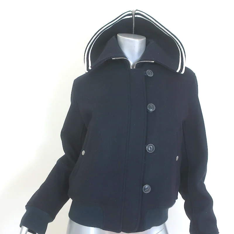 Rag & Bone Kingston Bomber Jacket Navy Virgin Wool Size Medium