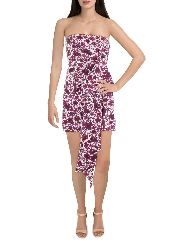 Leith Womens Floral Print Short Bodycon Dress