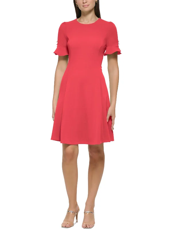 Womens Above Knee Bell Sleeves Fit & Flare Dress