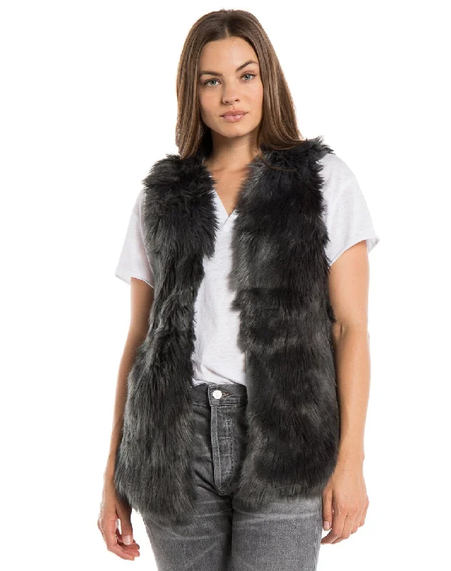 Dylan Melange Fur Vest Vintage Black