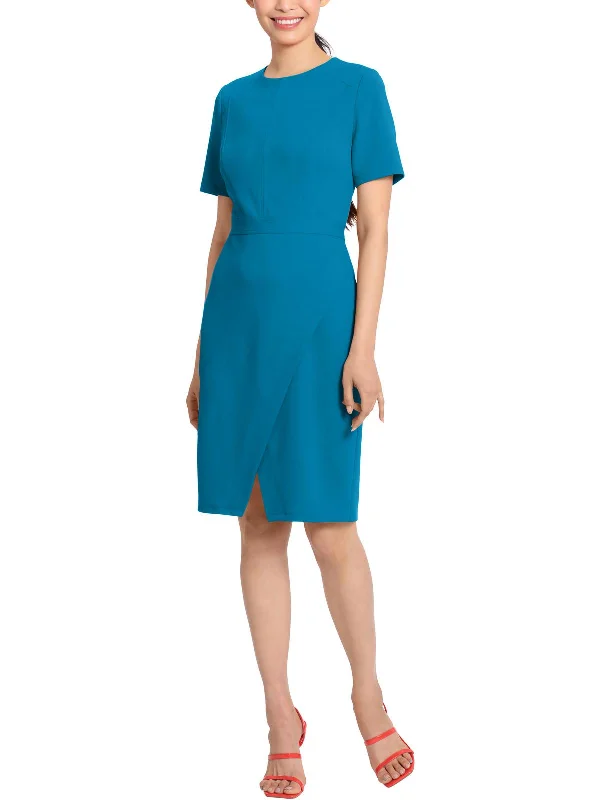 Womens Faux Wrap Polyester Wear To Work Dress