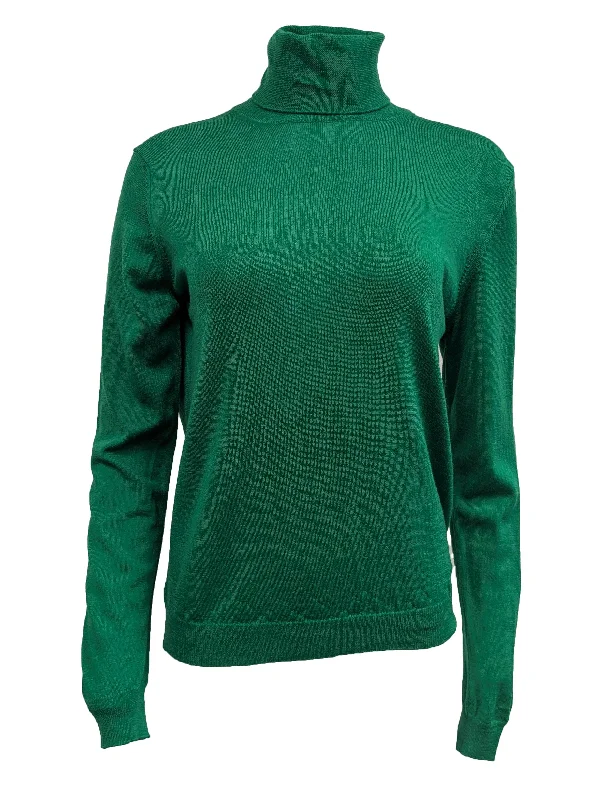 GANT Women's Grass Green Wool Extrafine Merino Turtleneck 488457 Size Large