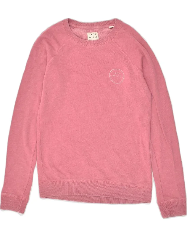 JACK WILLS Womens Sweatshirt Jumper UK 6 XS Pink Cotton