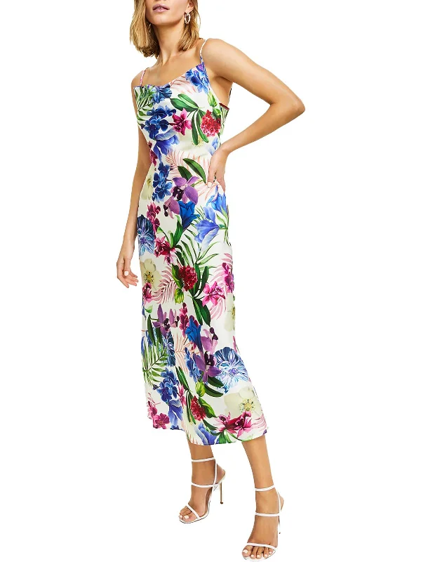 Womens Tea-Length Slouchy Midi Dress