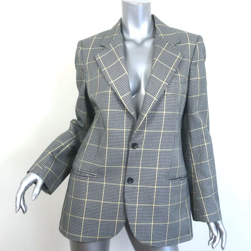 Joseph Grimaud Prince of Wales Blazer Gray Cotton Size 40 One-Button Jacket