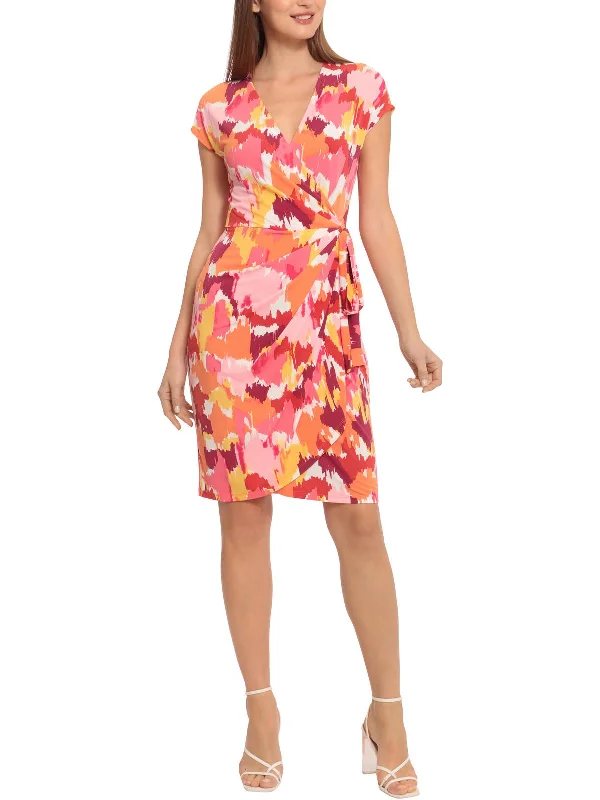 Womens Printed Matte Jersey Wrap Dress