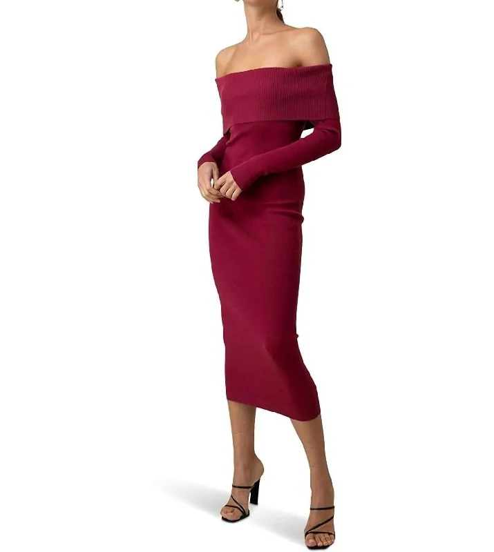 Heart Struck Midi Dress In Burgundy