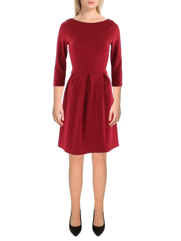 Womens Pleated Mini Fit & Flare Dress