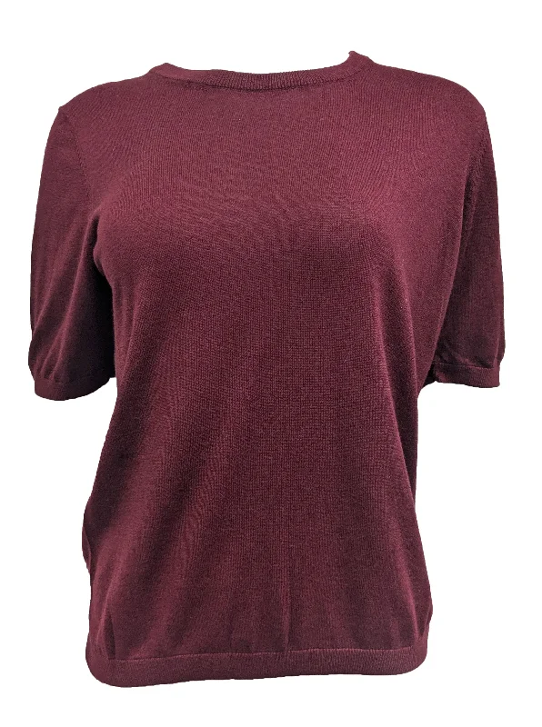 GANT Women's Burgundy Cotton Wool Twinset Top 488433 Size X-Large