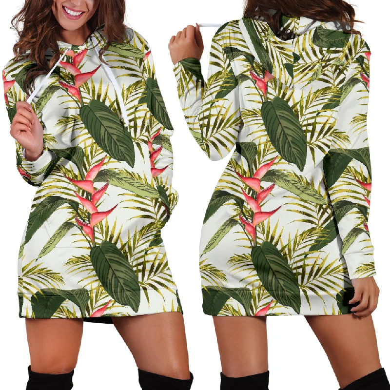 Heliconia Pattern Women'S Hoodie Dress