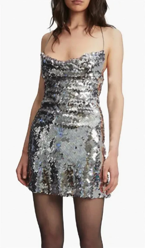 Shai Sequin Mini Dress In Silver Multi