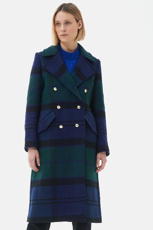 Cappotto lungo in lana Tartan Marlene