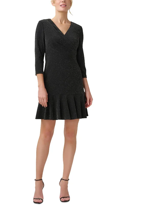 Womens Flounce Hem Mini Shift Dress