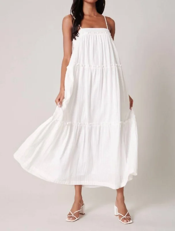 Tiered Trapeze Maxi Dress In White