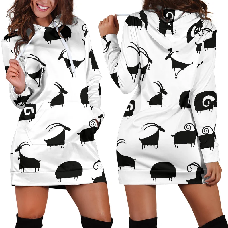 Goat Ram Pattern Women'S Hoodie Dress