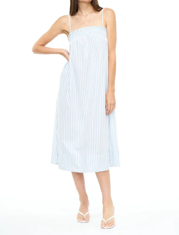 Farrah Ruffle Top Dress In Blue Mist Stripe