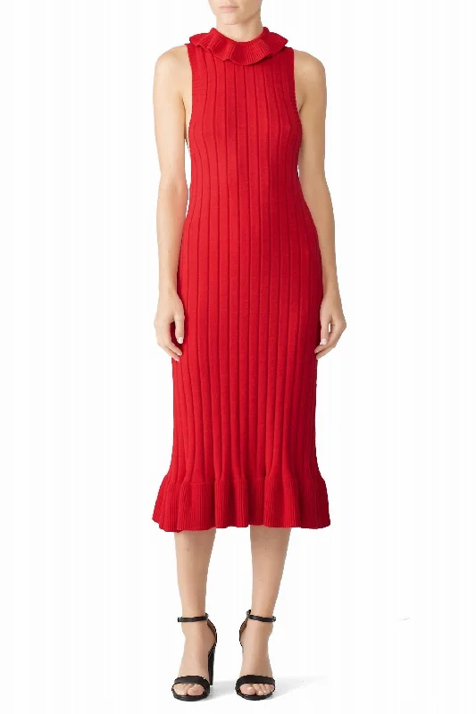 Pomodoro Knit Dress In Red