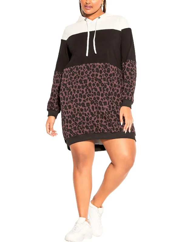 Womens Animal Print Cotton Sweatshirt Dress