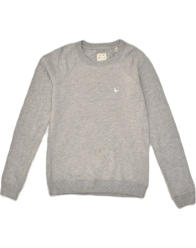 JACK WILLS Womens Sweatshirt Jumper UK 6 XS Grey Cotton