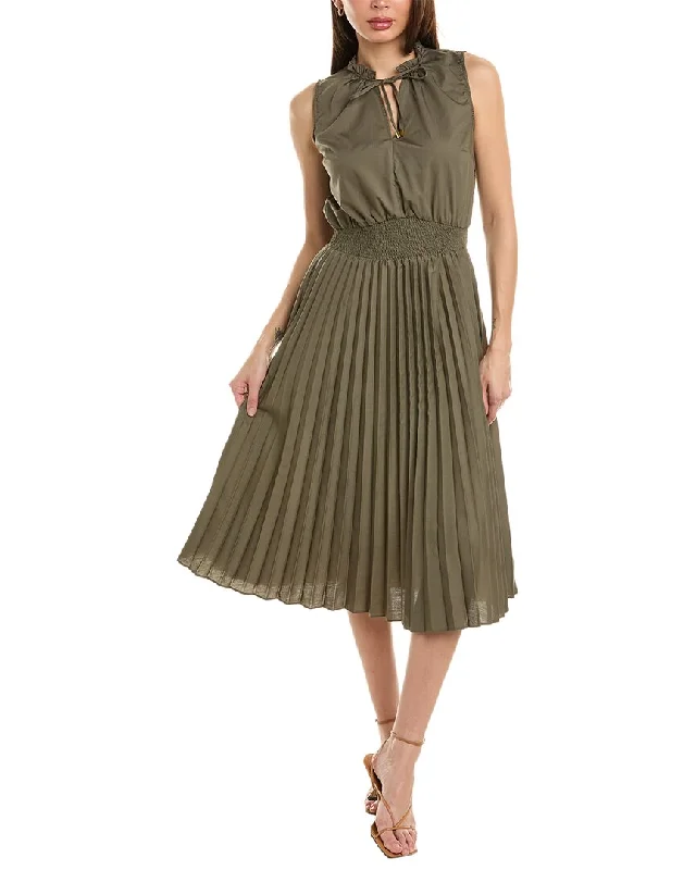 Ellen Tracy Smocked Waist Midi Dress