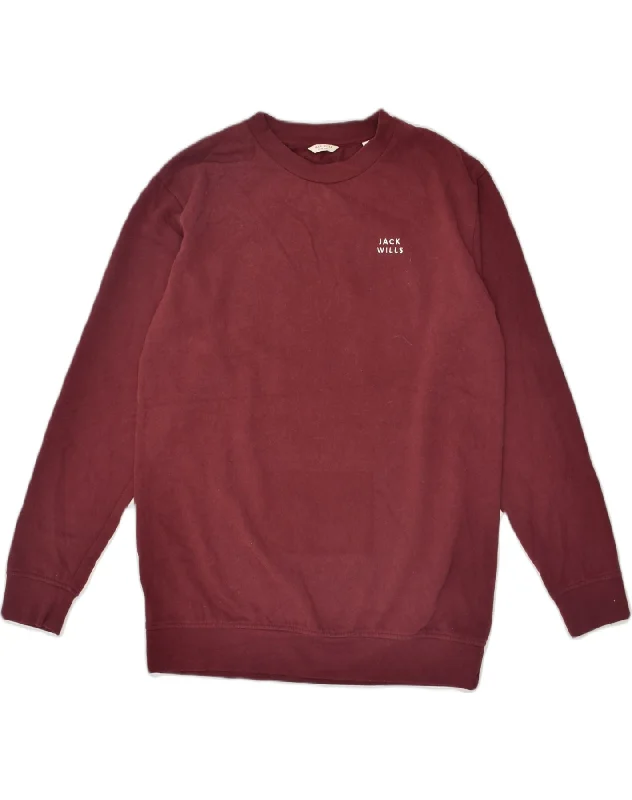 JACK WILLS Womens Sweatshirt Jumper UK 10 Small  Maroon Cotton