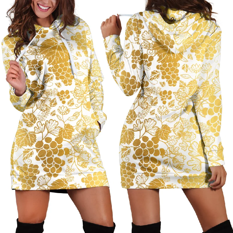 Gold Grape Pattern Women'S Hoodie Dress