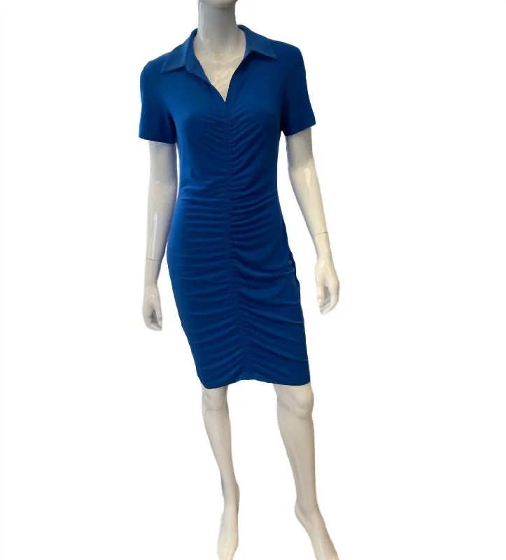 A-Line Polo Dress In Blue