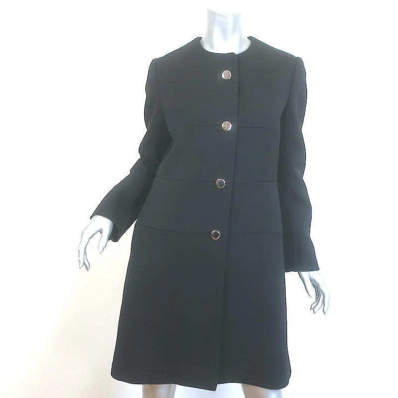 Prada Coat Black Virgin Wool Size 44 Button-Front Jacket