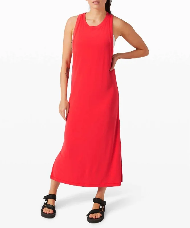 Ease Of It All Dress In Carnation Red