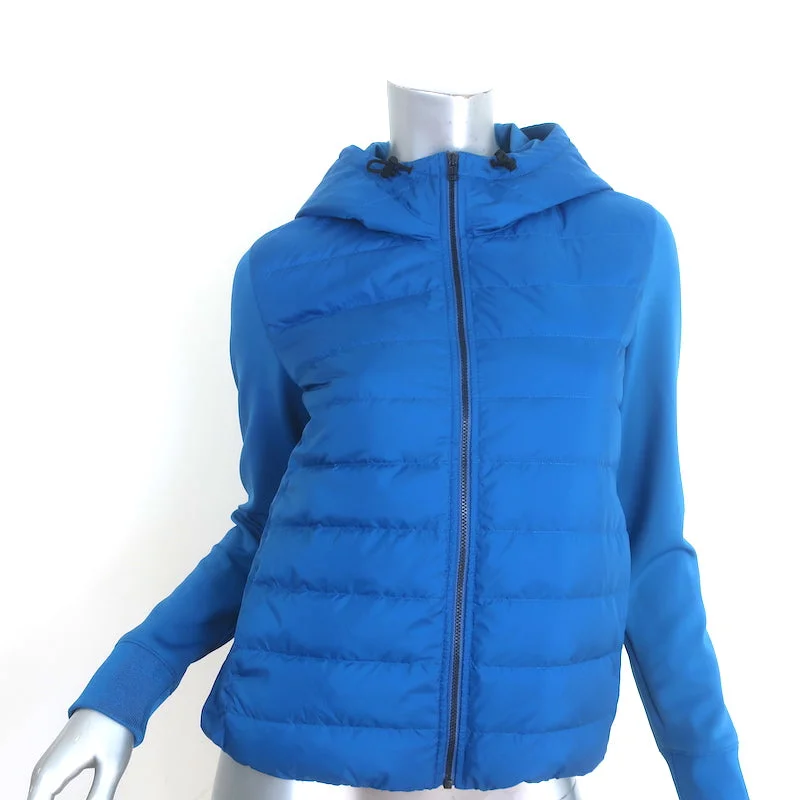 Theory Combo Hooded Down Puffer Jacket Blue Size Petite