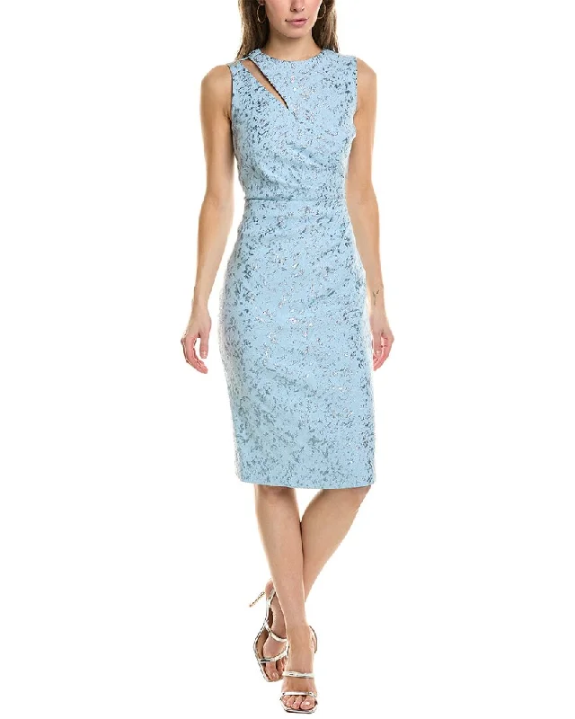 Teri Jon by Rickie Freeman Metallic Jacquard Sheath Dress