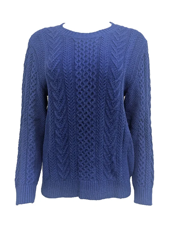 GANT RUGGER Women's Yale Blue The Cable Sweater 488810