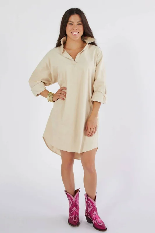 Preppy Dress In Camel