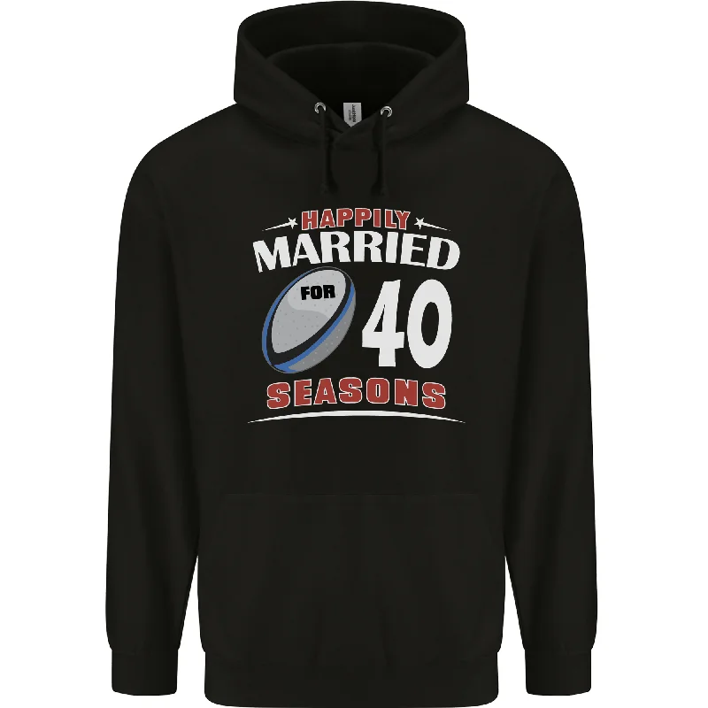 40 Year Wedding Anniversary 40th Rugby Mens 80% Cotton Hoodie