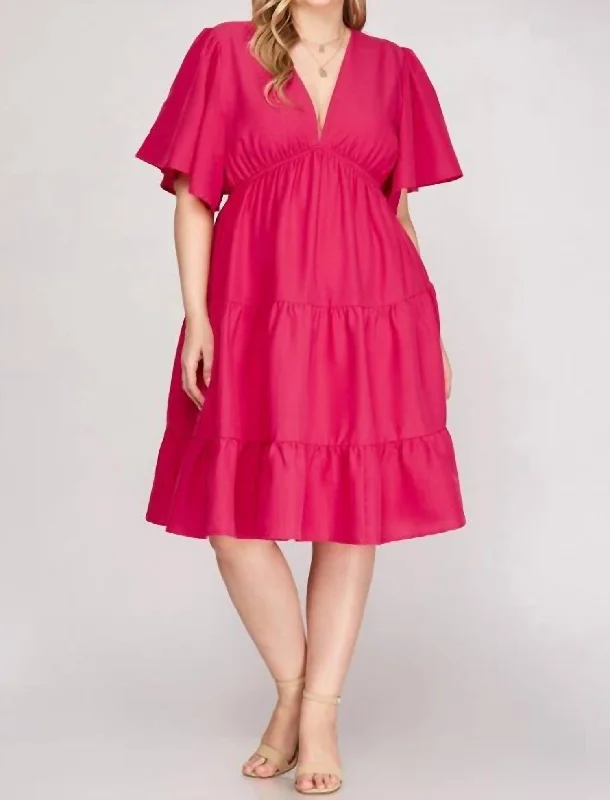 Fuchsia Plunge Dress