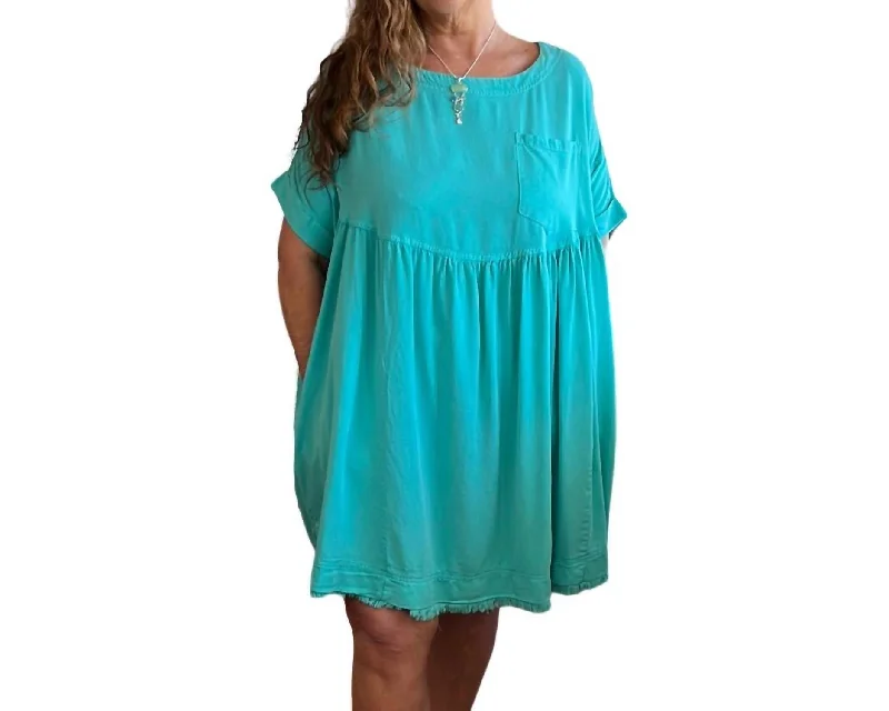 Oversized Tencel Mineral Wash Dress In Teal