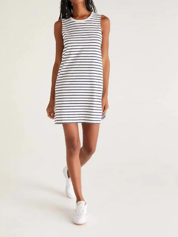 Sloane Stripe Dress In White