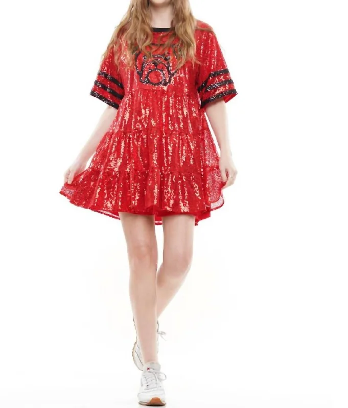 Bulldog Babydoll Dress In Red